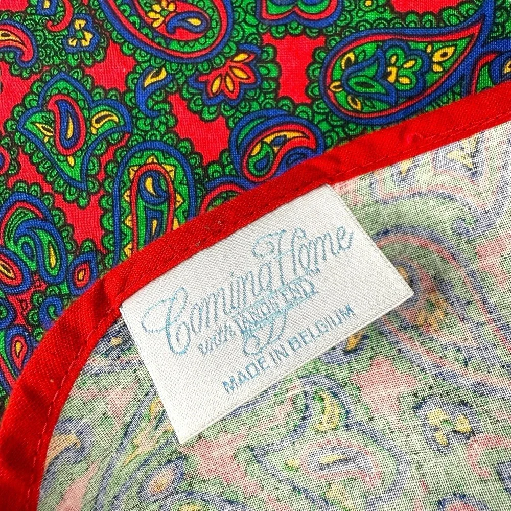 Vintage Lands' End Coming Home‎ Red Green Blue Paisley Table Runner 86